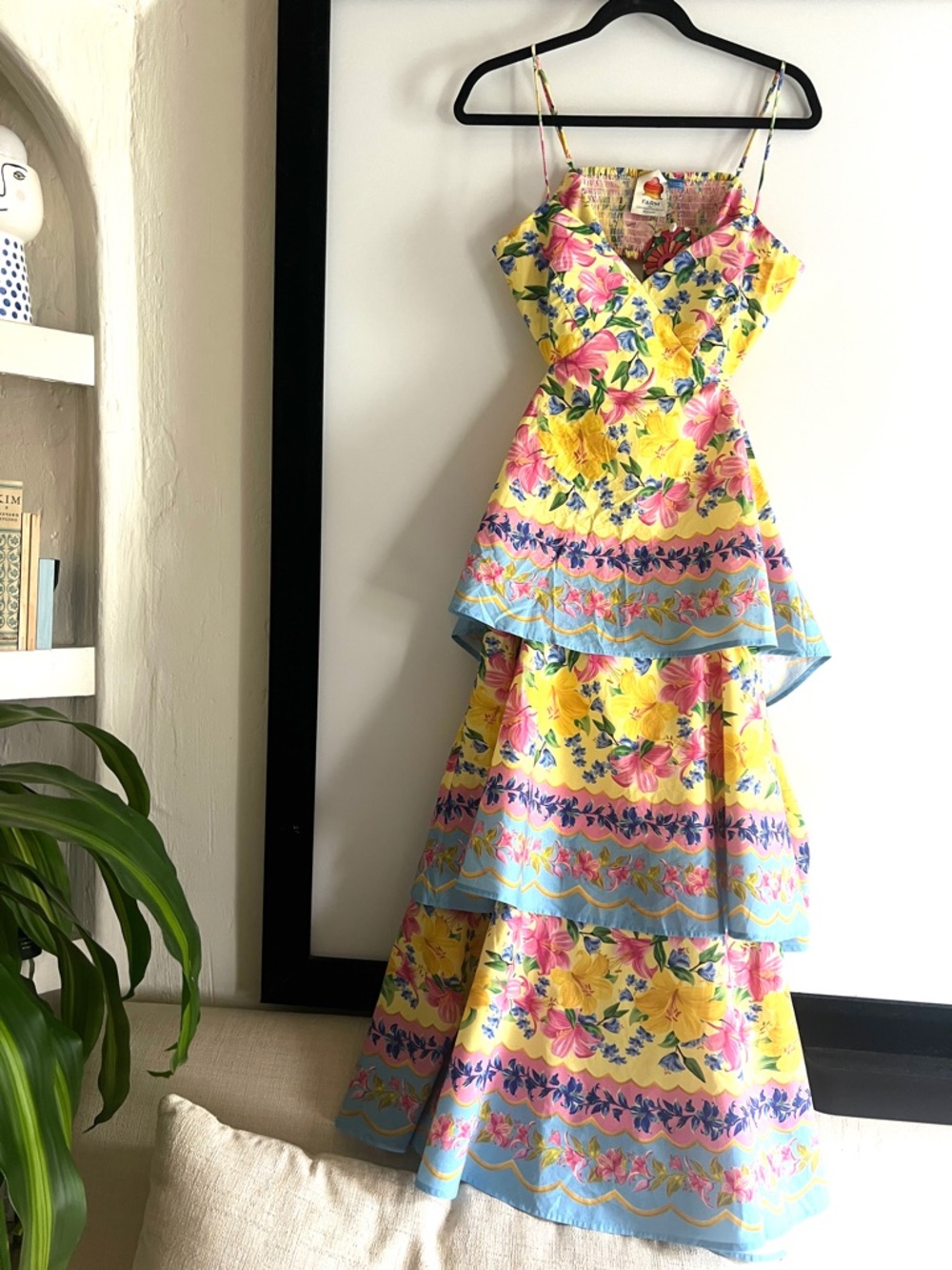Farm Rio x Anthropologie Cotton Tiered Maxi Dress Size Medium Petite NWT - Picture 5 of 12
